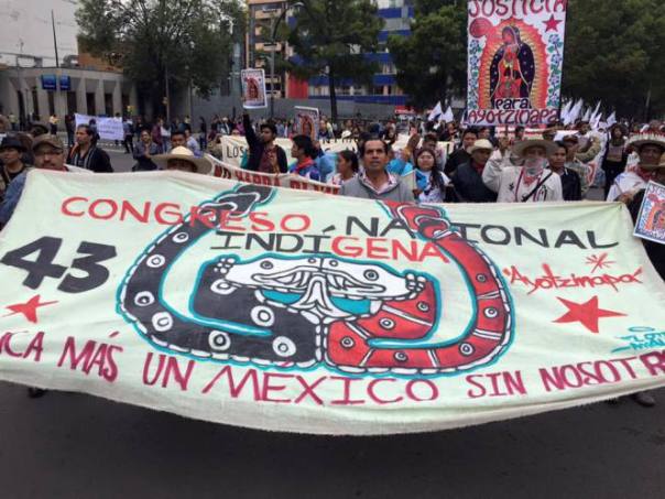 National Indigenous Congress banner in support of Ayotzinapa.
