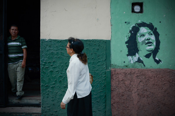 A scene at the start of the Anti-War Caravan.
