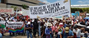 Las Abejas and Catholics march in support of teachers in Chiapas.
